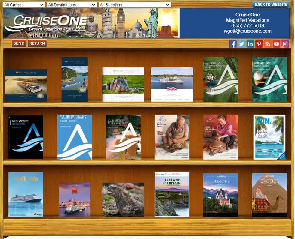 Virtual Brochure Rack at Magnified Vacations CruiseOne