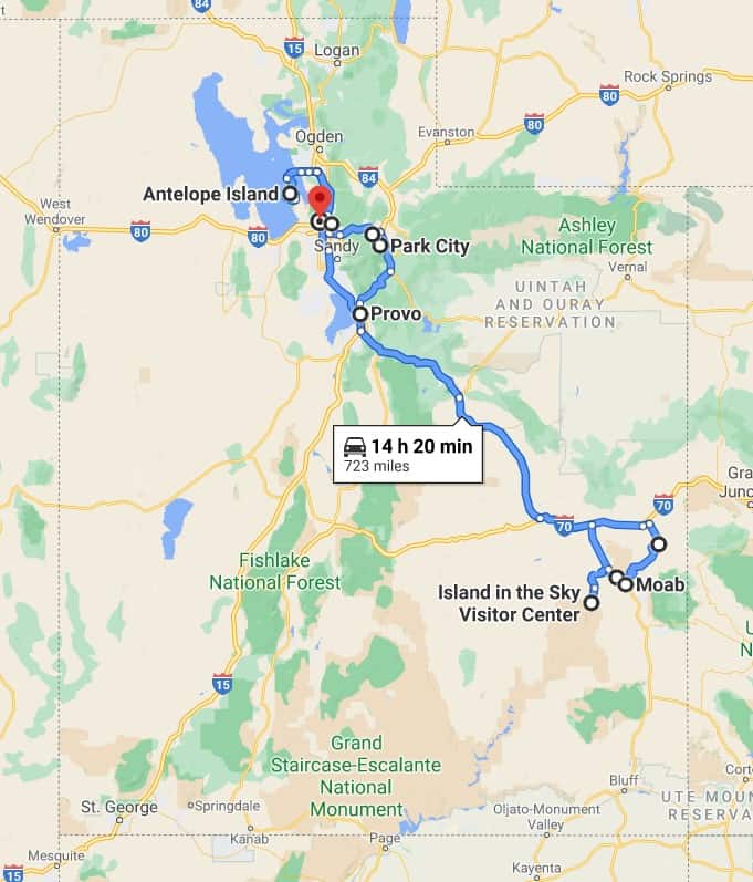 5-Day Utah Road Trip Overview Map